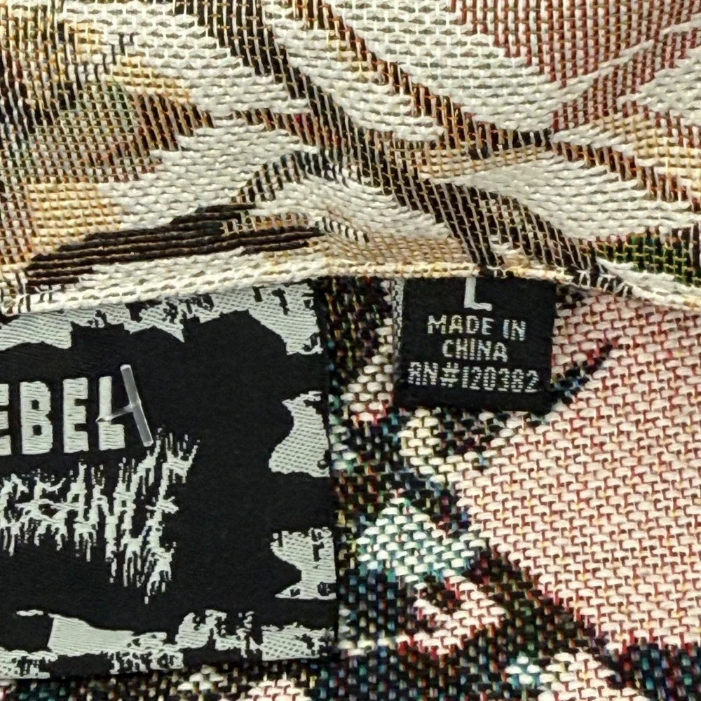 Rebel Vengeance Tapestry Jacket Mens Large Camo Duck Print Button Up‎ Shirt NWT